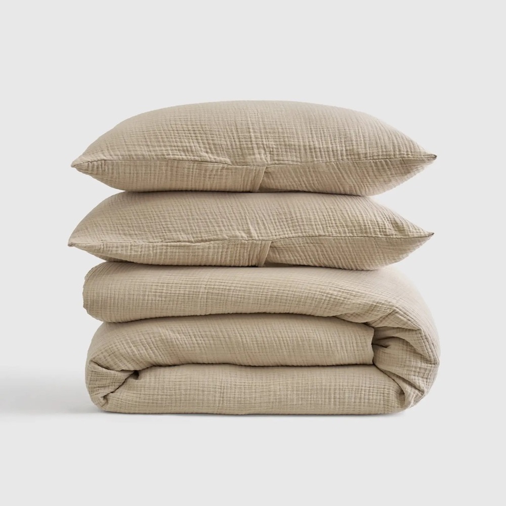 QUINCE Organic Airy Gauze Duvet Cover Set King/Cal King Dune 6586